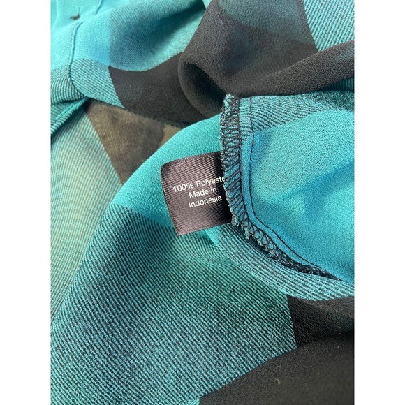 Lane Bryant Plus Size Womens 14 16 Plaid Sheer Button Up Split Back Blouse Top - Picture 5 of 9